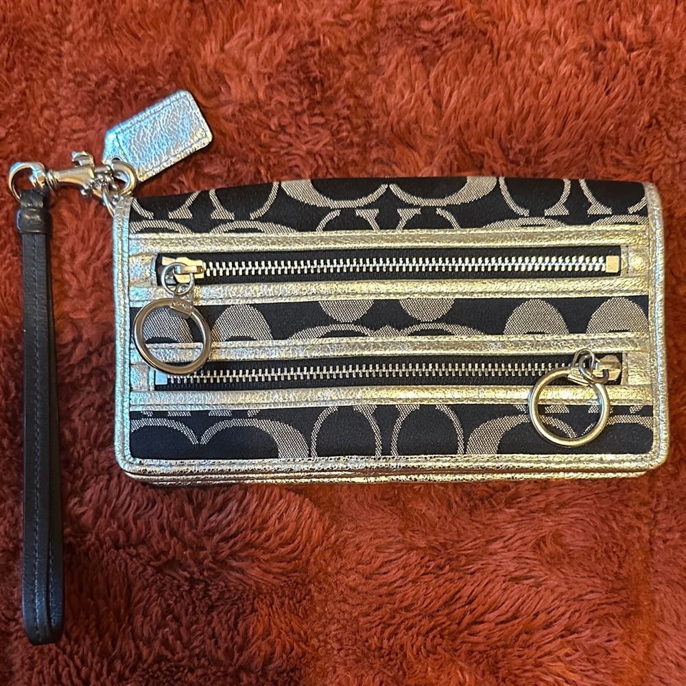 Coach Black and Silver Wristlet